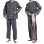 Patient Clothing, Fleece Lining Double Slider Zipper Cotton Disability Clothing for Post Surgery Elderly Fracture Hospital Gowns for Men